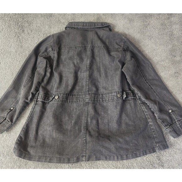 Roaman’s Plus Size Denim Jacket Women’s 16W Black Jean Coat Casual Outerwear - Picture 3 of 8